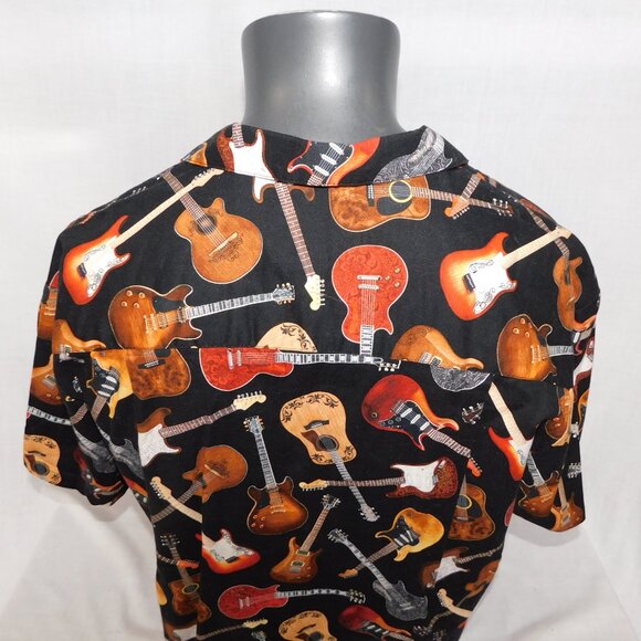 Paradise Found Mens L Acoustic Electric Guitars Allover Print Hawaiian Shirt - Picture 12 of 13